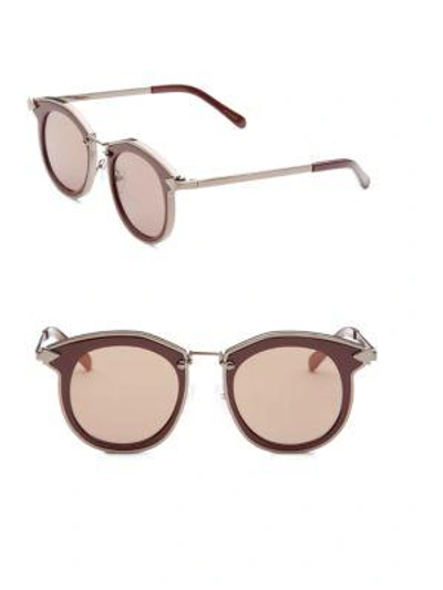 Shop Karen Walker Bounty 47mm Round Sunglasses In Burgundy