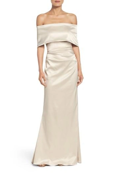 Shop Vince Camuto Off The Shoulder Gown In Champagne