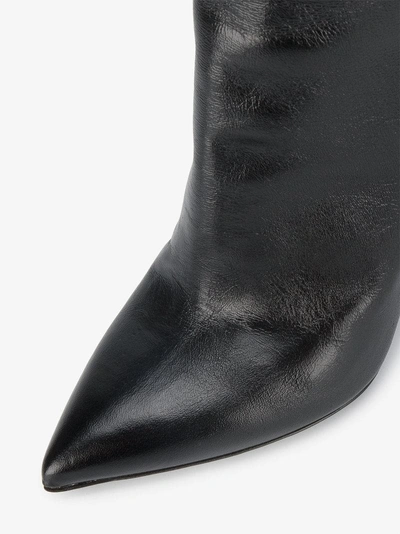 Shop Saint Laurent Black Niki 105 Leather Thigh Boots