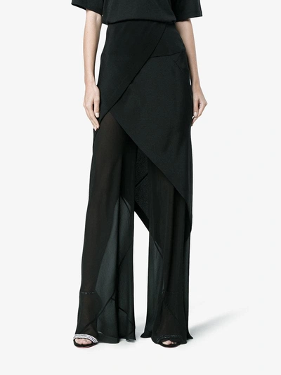 Shop Kitx Sheer Silk Trousers With Asymmetric Skirt In Black