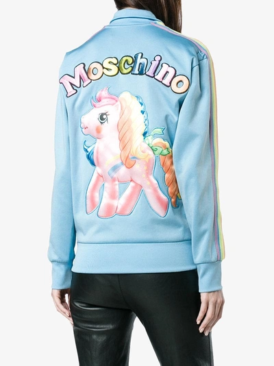 Shop Moschino My Little Pony Embroidered Track Top In Blue