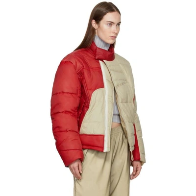 Shop Gmbh Beige And Red Helly Hansen Edition Recycled Down Hans Jacket In Beige / Red