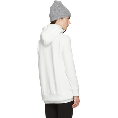 Shop Moncler White Down Embroidered Logo Hoodie