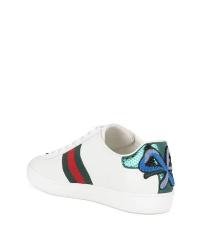 Shop Gucci Ace Leather Sneakers In White