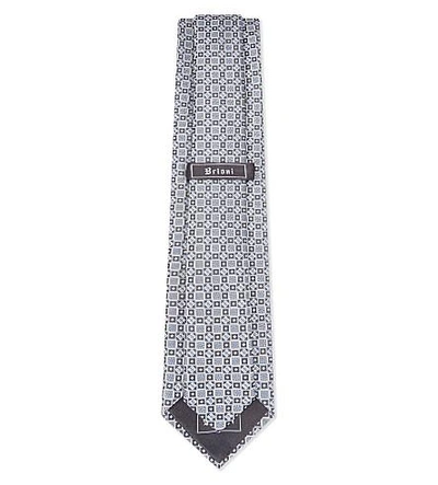 Shop Brioni Flower Tie Silk Tie In Grey