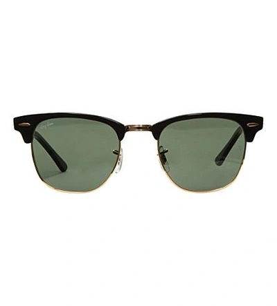 Ray Ban Womens Ray-ban Ebony Clubmaster Sunglasses With Green Lenses Rb3016 49 In Ebony/ Arista