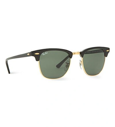 Ray Ban Womens Ray-ban Ebony Clubmaster Sunglasses With Green Lenses Rb3016 49 In Ebony/ Arista