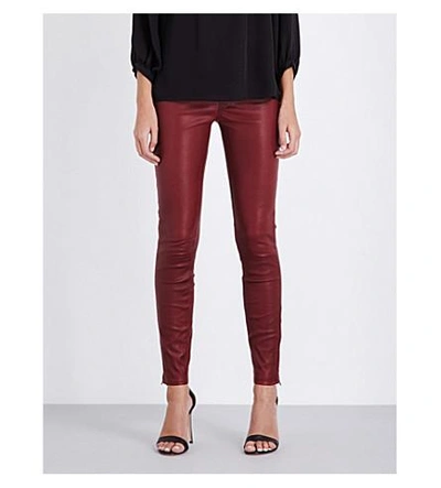 Shop J Brand L8001 Super-skinny Mid-rise Leather Leggings In Botany