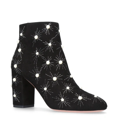 Shop Aquazzura Suede Cosmic Pearl Ankle Boots 85 In Black