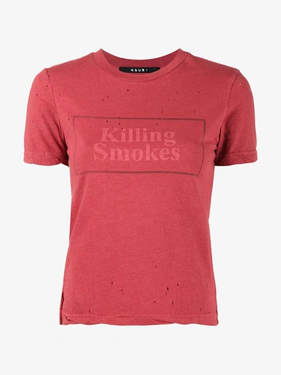 Shop Ksubi Killing Smokes Print T-shirt In Red