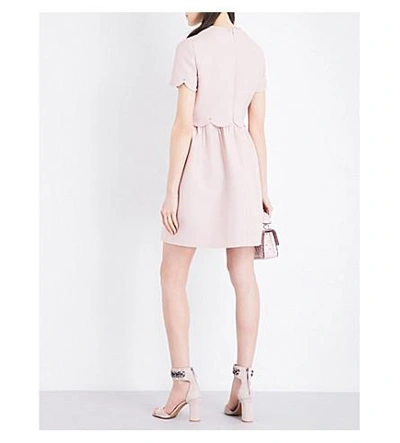 Shop Valentino Scalloped Wool And Silk-blend Dress In Wild Rose