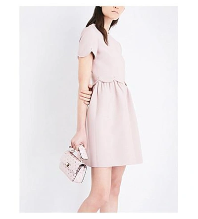 Shop Valentino Scalloped Wool And Silk-blend Dress In Wild Rose