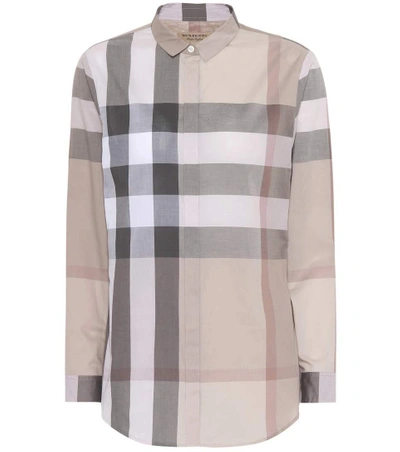 Shop Burberry Checked Cotton Shirt In Pale Stoee