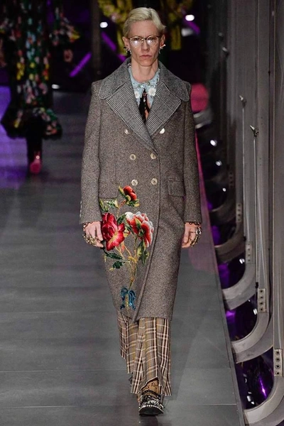 Shop Gucci Embroidered Wool Coat In Lister