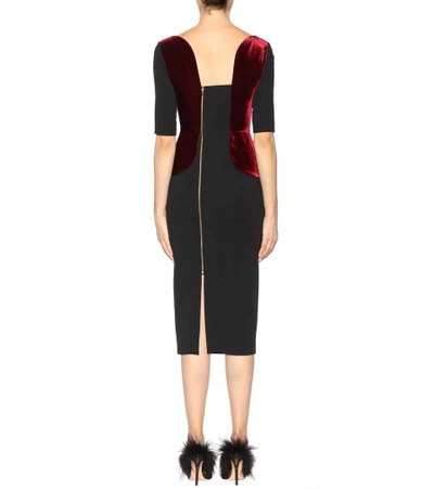 Shop Roland Mouret Comberton Velvet And Crêpe Dress In Red