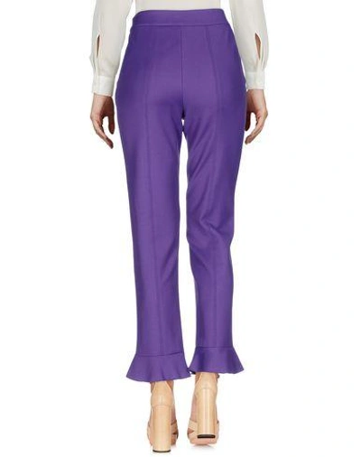 Shop Msgm Casual Pants In Purple
