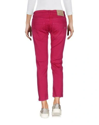 Shop Dondup Woman Denim Cropped Fuchsia Size 28 Cotton, Elastane In Pink