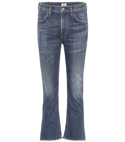 Shop Citizens Of Humanity Drew Crop Flare Jeans In Blue