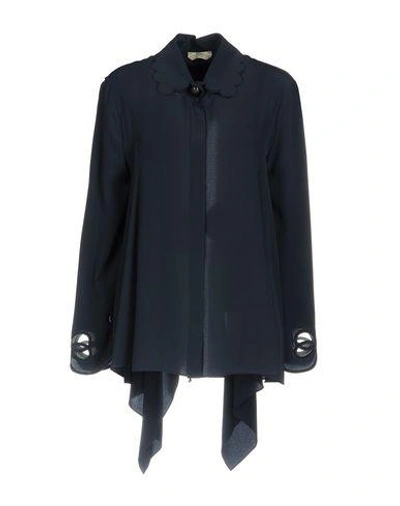 Shop Fendi Silk Shirts & Blouses In Dark Blue