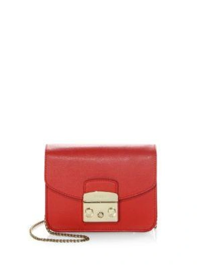 Shop Furla Metropolis Mini Leather Crossbody Bag In Ruby