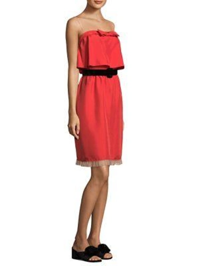 Shop Marc Jacobs Flare Top Strapless Silk Dress In Red