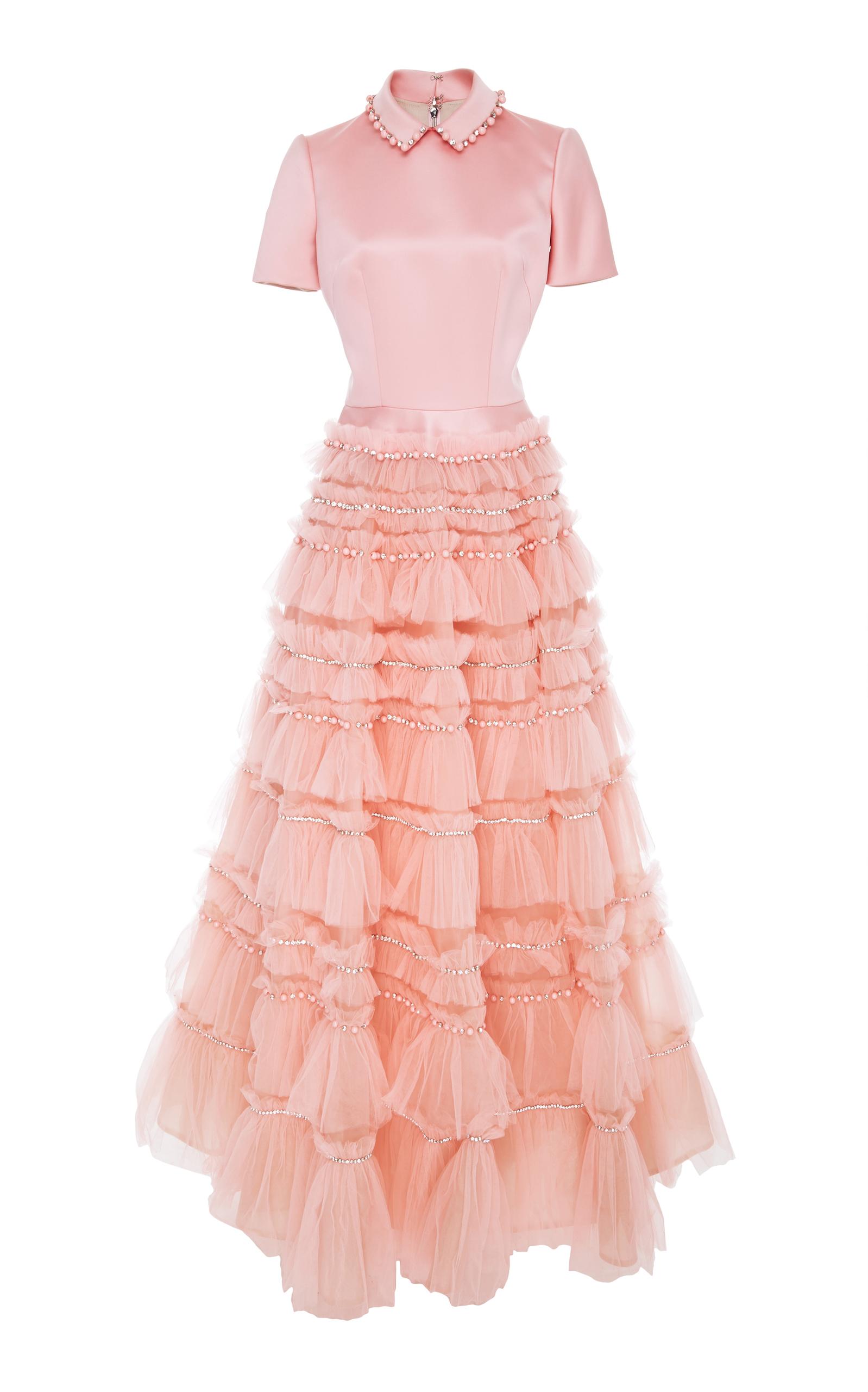 Viktor Rolf Embellished Tulle Ruffle Gown In Pink Modesens