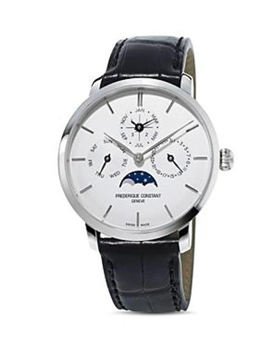 Shop Frederique Constant Slimline Perpetual Calendar Watch, 42mm In White/black