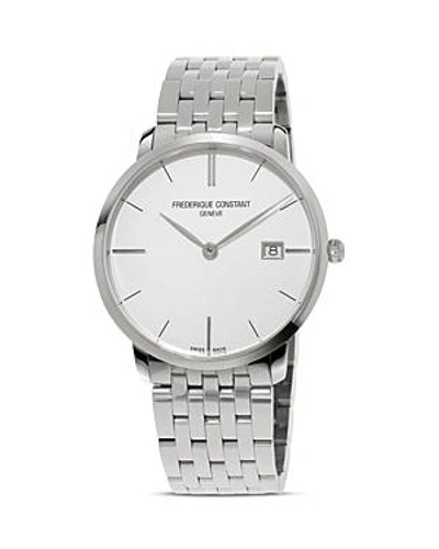 Shop Frederique Constant Classics Slimline Quartz Watch, 39mm In White/silver