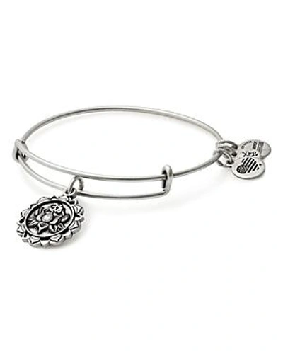 Shop Alex And Ani Lotus Peace Expandable Wire Bangle In Silver