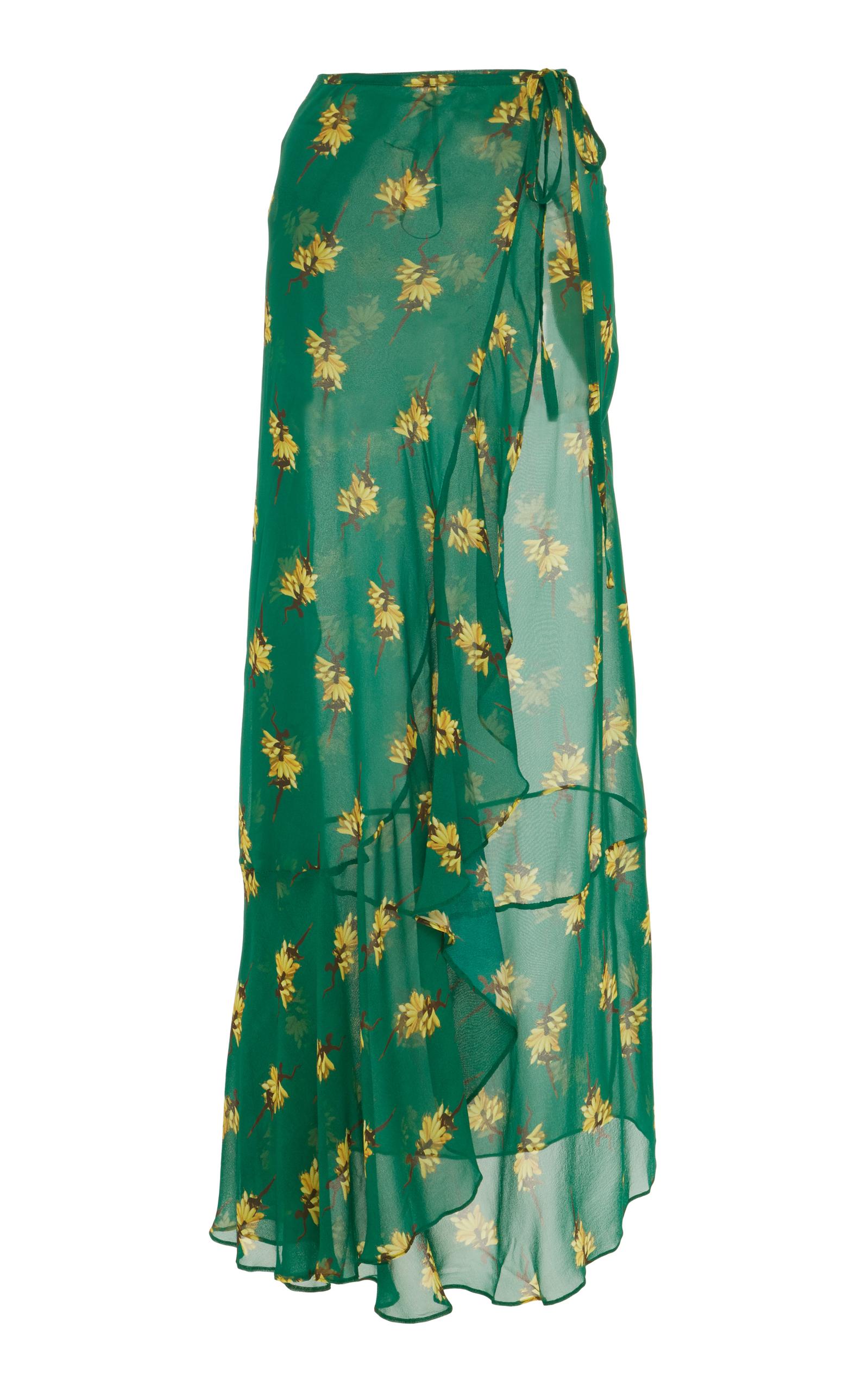 Adriana Degreas Josephine Baker Pareo Long Skirt With Ruffles In Green ...