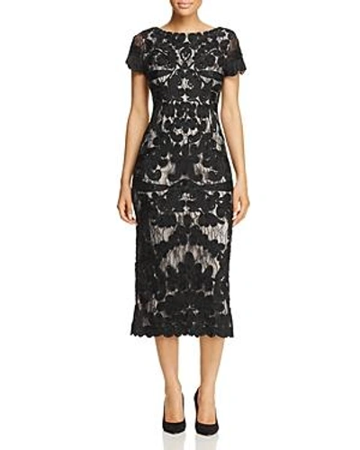Shop Js Collections Mixed Lace Midi Dress In Black/vanilla
