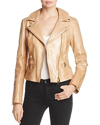 Shop Karen Millen Metallic Gold Leather Jacket - 100% Exclusive