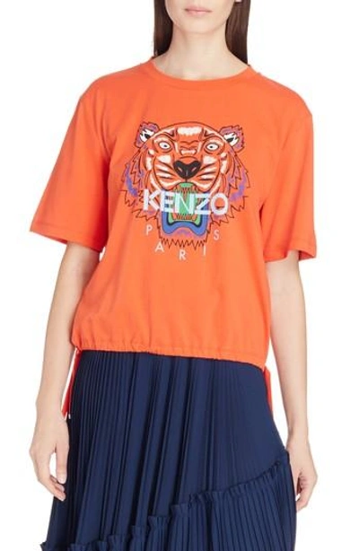 Shop Kenzo Tiger Drawstring Graphic Tee In Red
