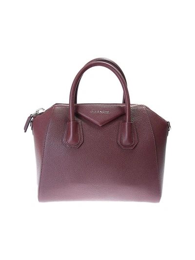 Shop Givenchy Leather Antigona Small Bag In Bordeaux