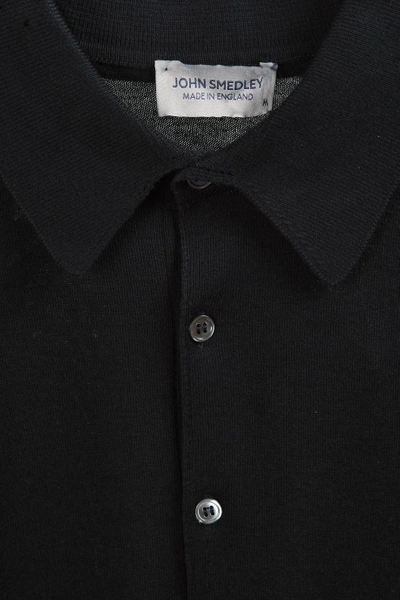 Shop John Smedley Adrian Polo Cotton Shirt In Black