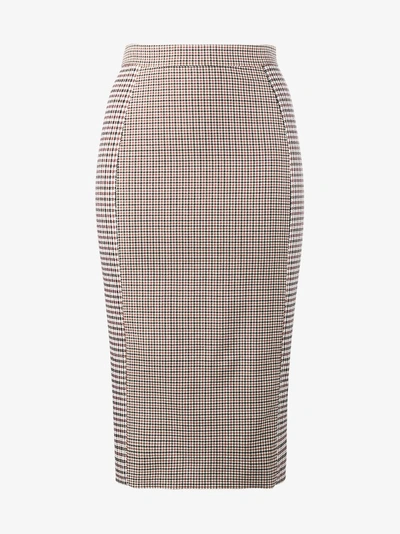 Shop Stella Mccartney High Waisted Check Pencil Skirt In Red