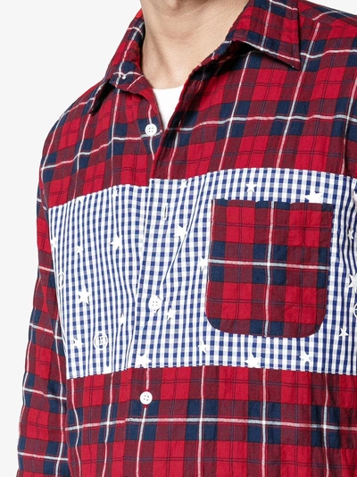 Shop Uniform Experiment Checked Star Panel Shirt In Red