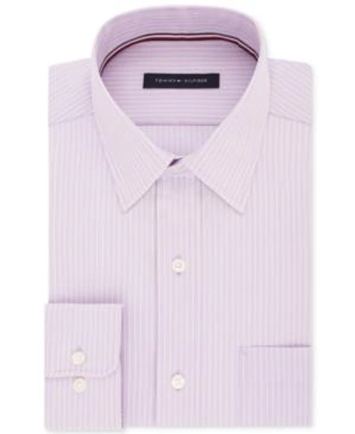 Shop Tommy Hilfiger Men's Classic Fit Non-iron Stripe Dress Shirt In Viola