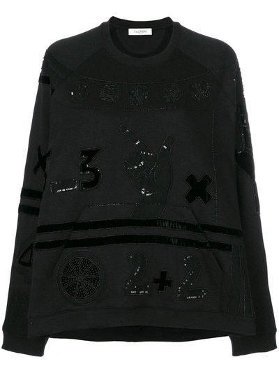 Counting embroidered sweatshirt