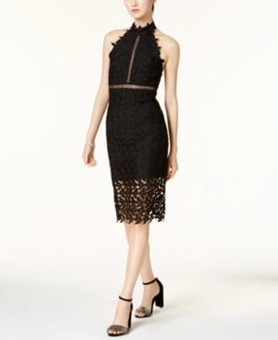 Shop Bardot Mock-neck Lace Illusion Dress In Black