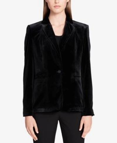 Shop Calvin Klein Velvet Single-button Blazer In Black