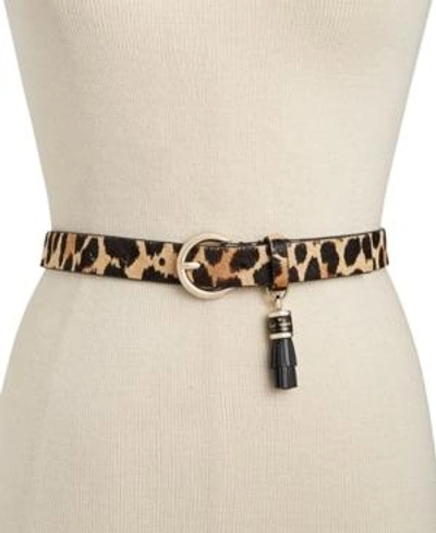 Shop Kate Spade New York Tassel & Calf Hair Belt In Cheetah