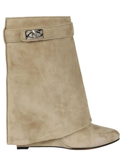 Shop Givenchy Shark Lock Ankle Boots In Beige