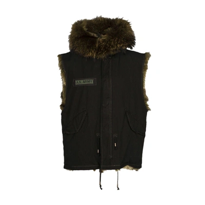 Shop As65 A.s. Army Hooded Gilet In Black