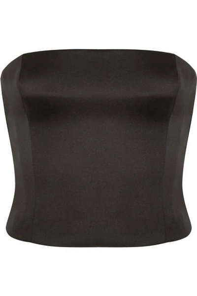 Shop Giorgio Armani Silk-satin Bustier Top In Black