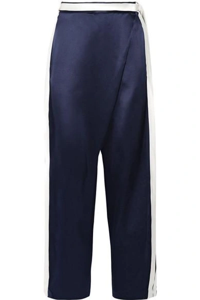 Shop Dion Lee Striped Silk-satin Wide-leg Pants