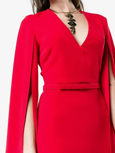 Shop Stella Mccartney V Neck Split Sleeve Midi Dress In Red