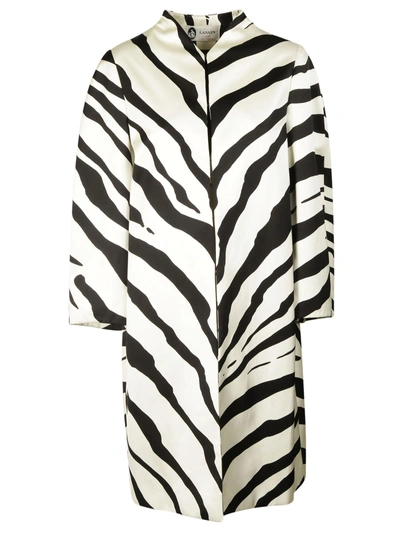 Shop Lanvin Zebra Print Coat In Ecru