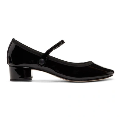 Shop Repetto Black Patent Rose Mary Jane Heels