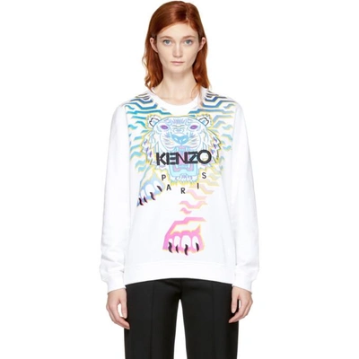 Shop Kenzo White Limited Edition Geo Rainbow Sweatshirt In 01white
